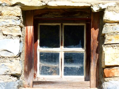 Window old spider webs