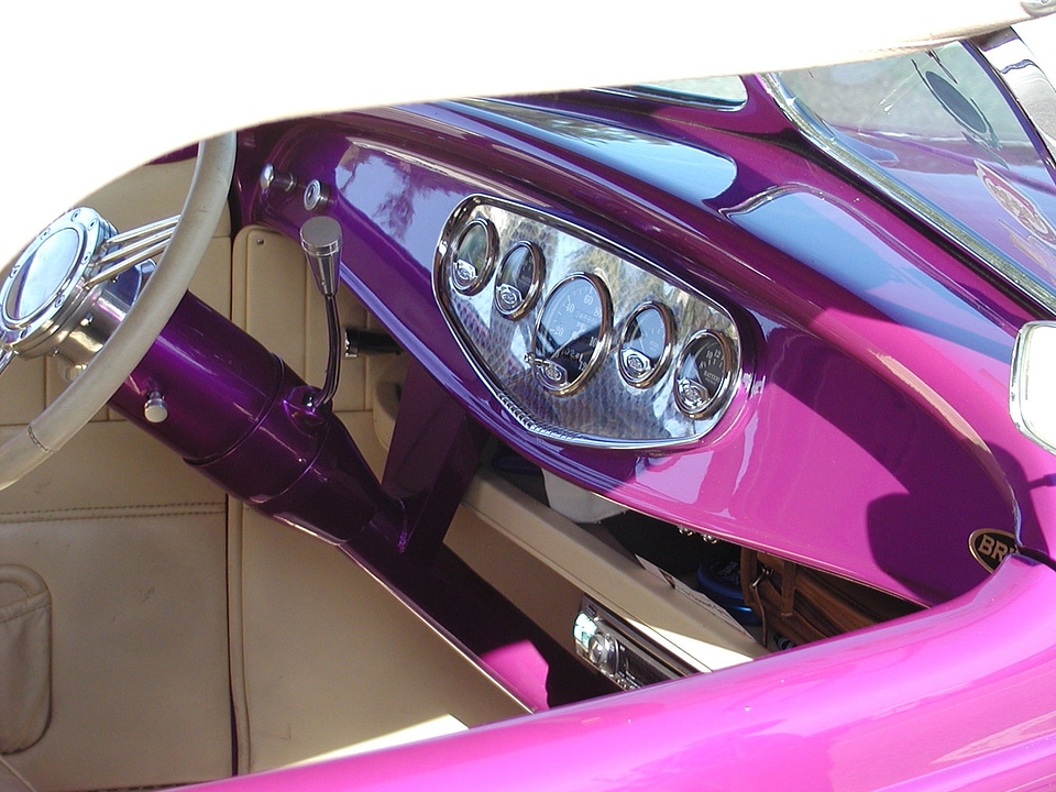 Pink automobile convertible