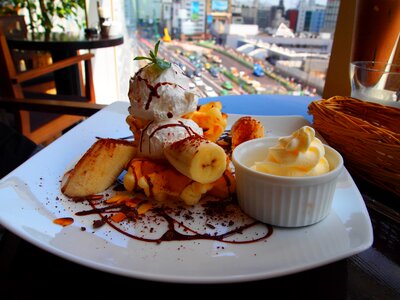 Waffle dessert ice cream