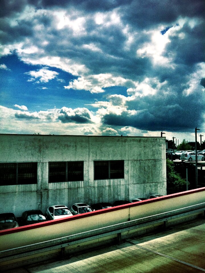 City dramatic clouds