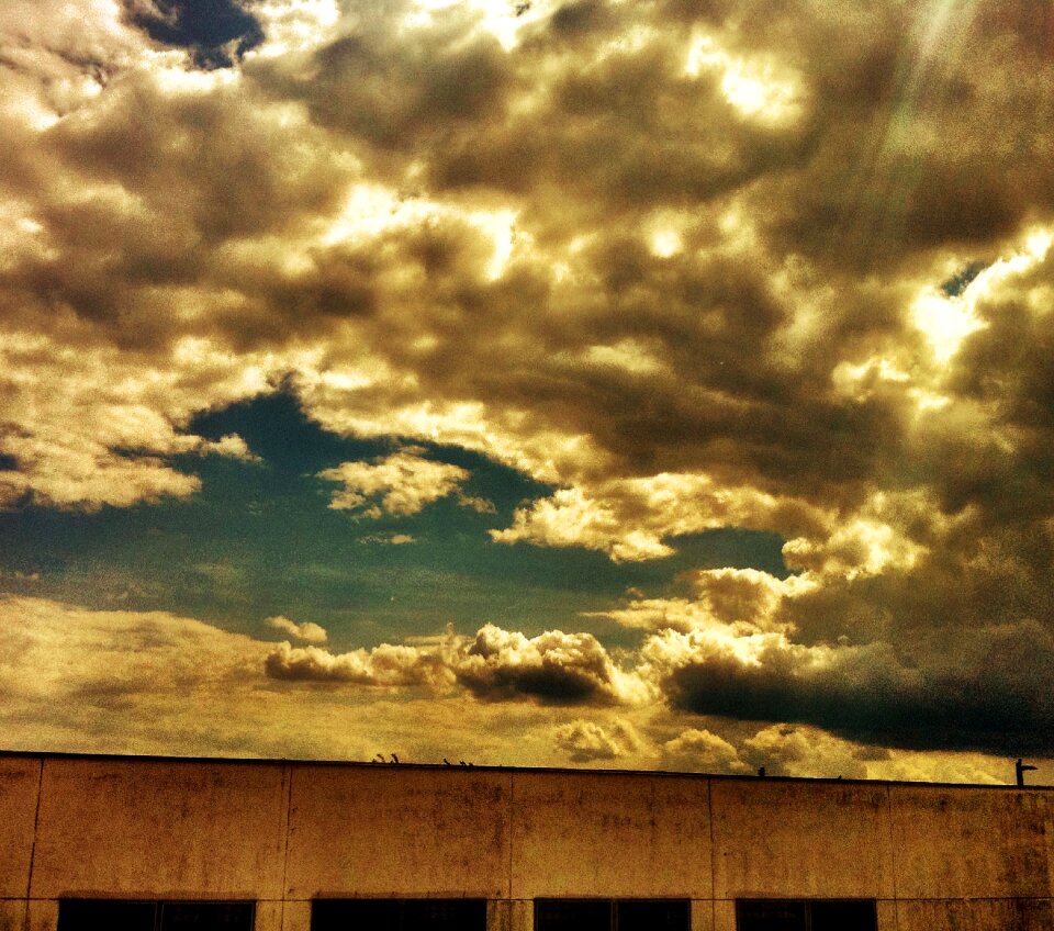 City dramatic clouds
