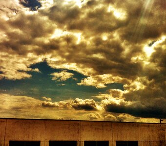 City dramatic clouds