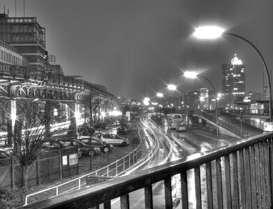 City lanterns black and white photo