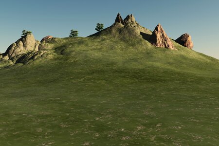 Boulders sky grass