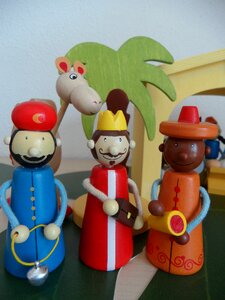 Kings christmas crib figures wood photo