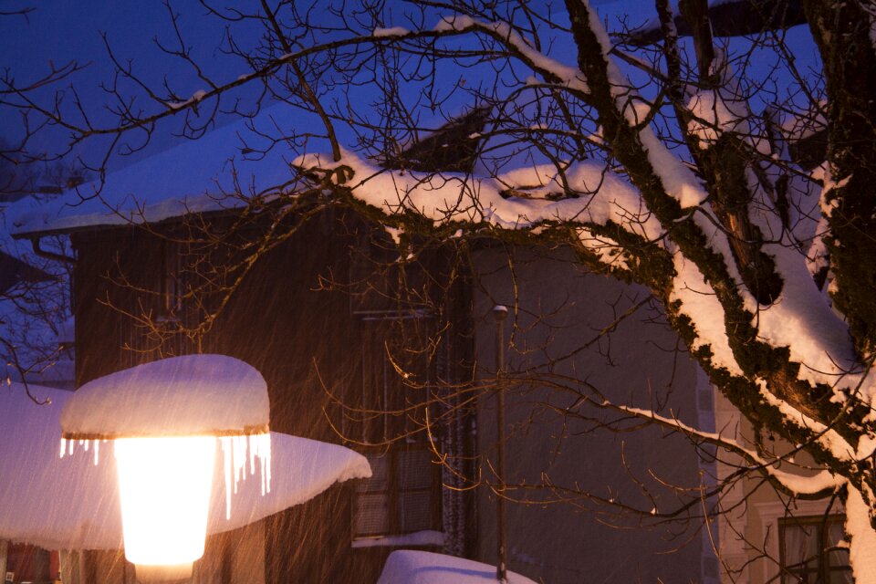 Street lamp winter snow photo