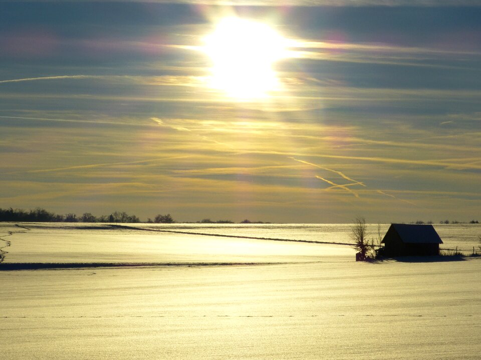 Snowy wintry sun photo