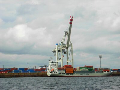 Harbour crane container container ship photo