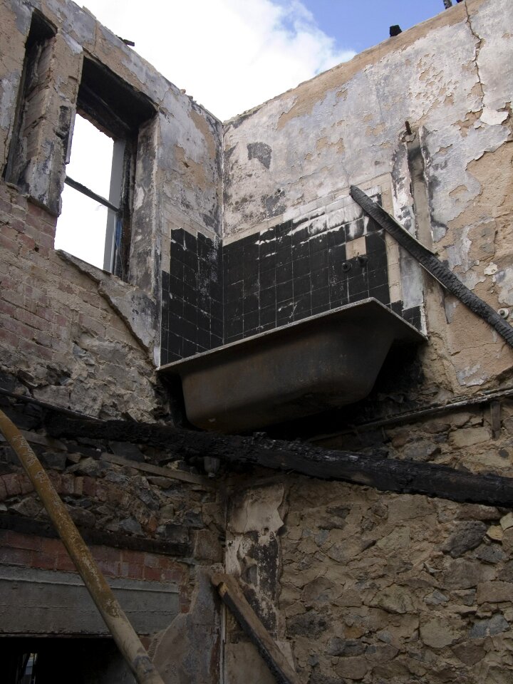 Old bath burnt building