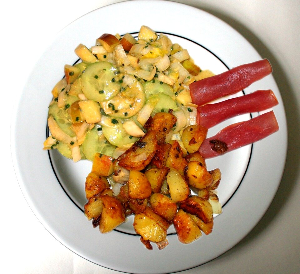 Potatoes boiled potatoes ham roll