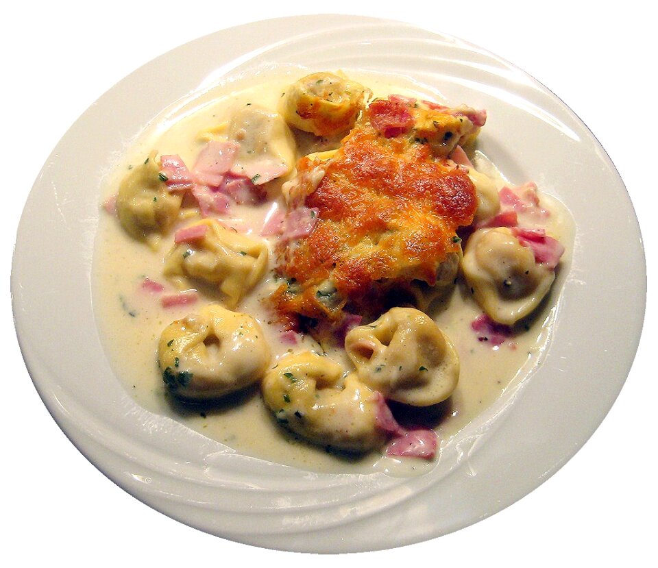 Scalloped noodle dish eat