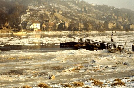 Winter river frozen photo