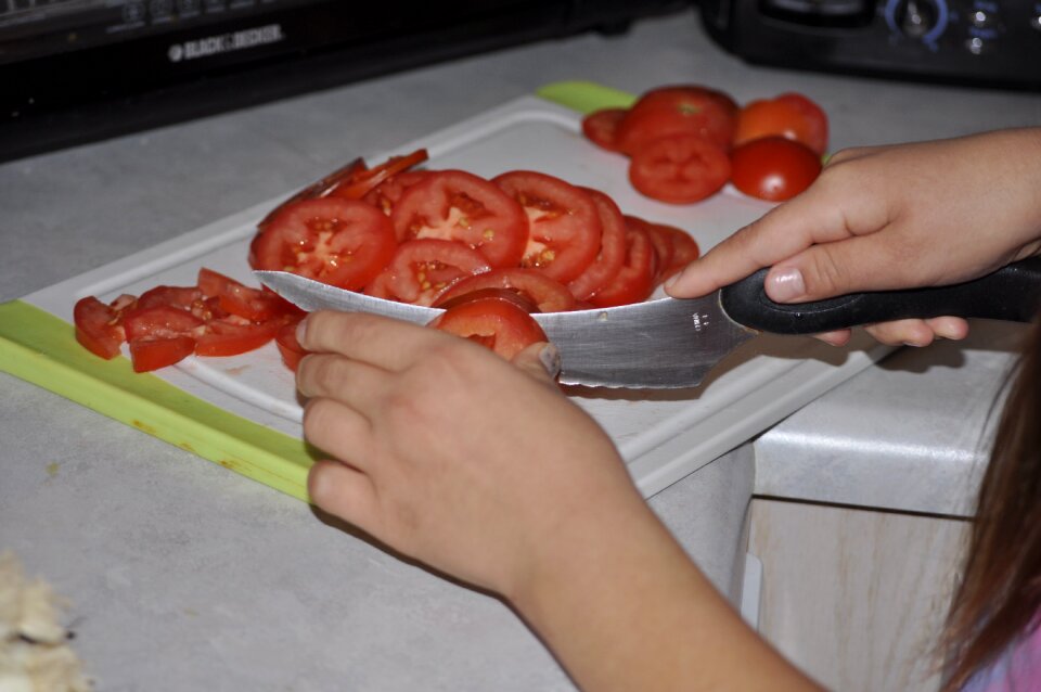 Cutting tomatoes preparation cut