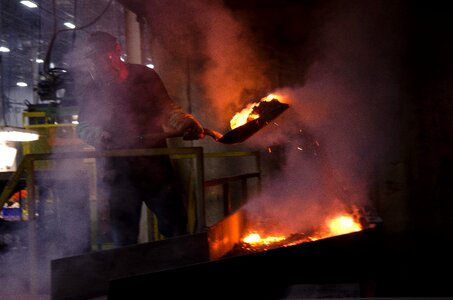 Shoveling aluminum plant