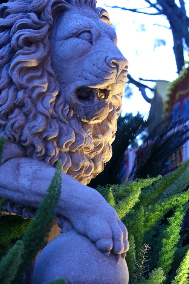 Garden statue blue hour sentry
