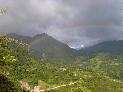 Clouds mountains forest photo