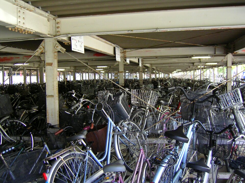 Japan bicycles train station