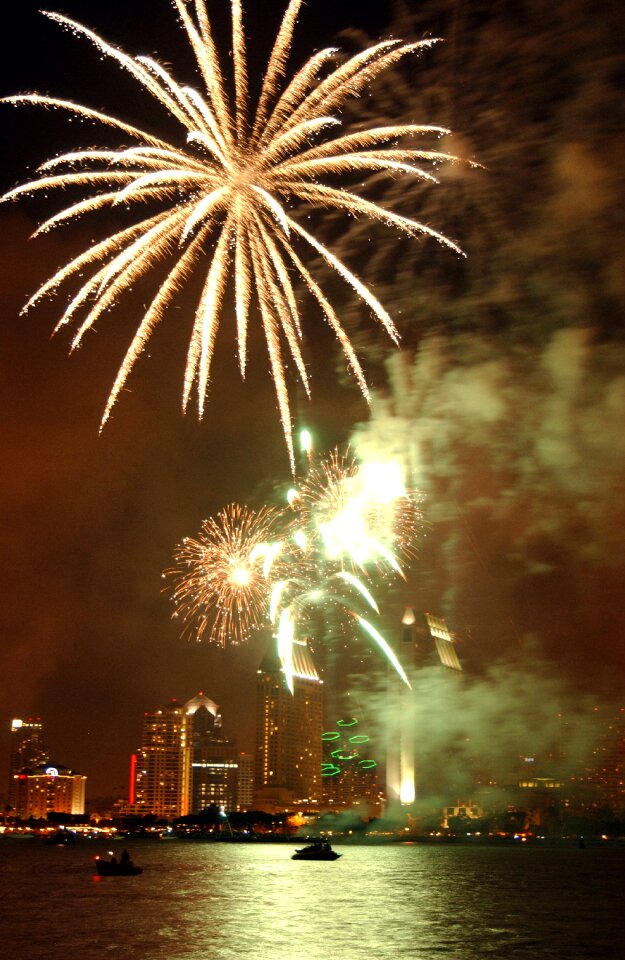 Evening sky fireworks