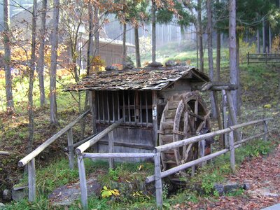 Mill water wheel ethnographic open air museum