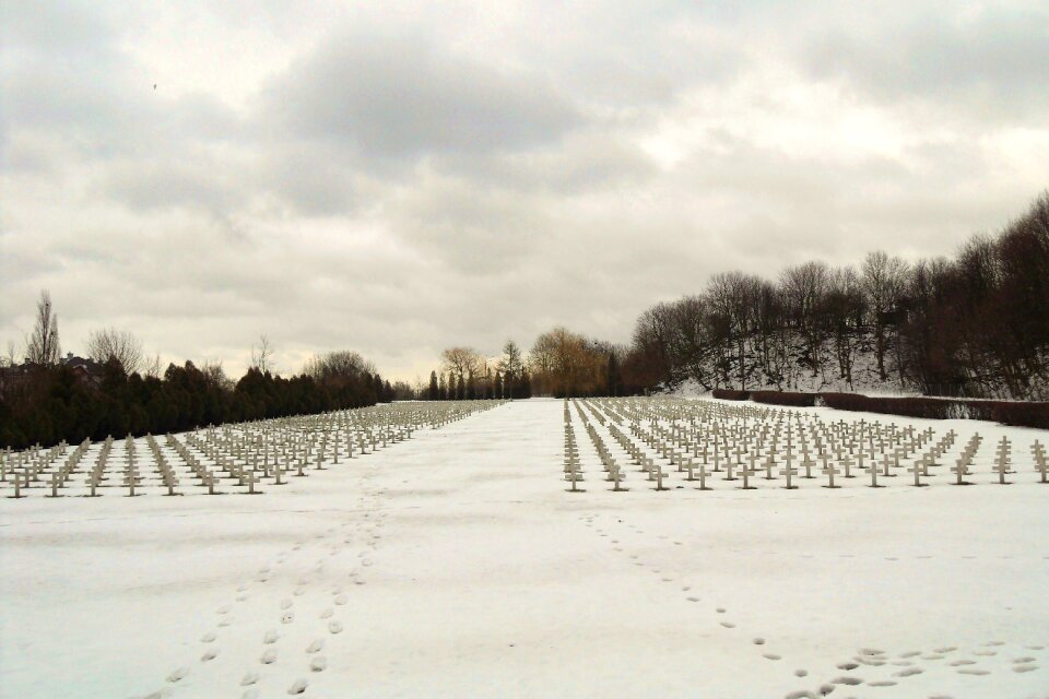 Headstones winter snow