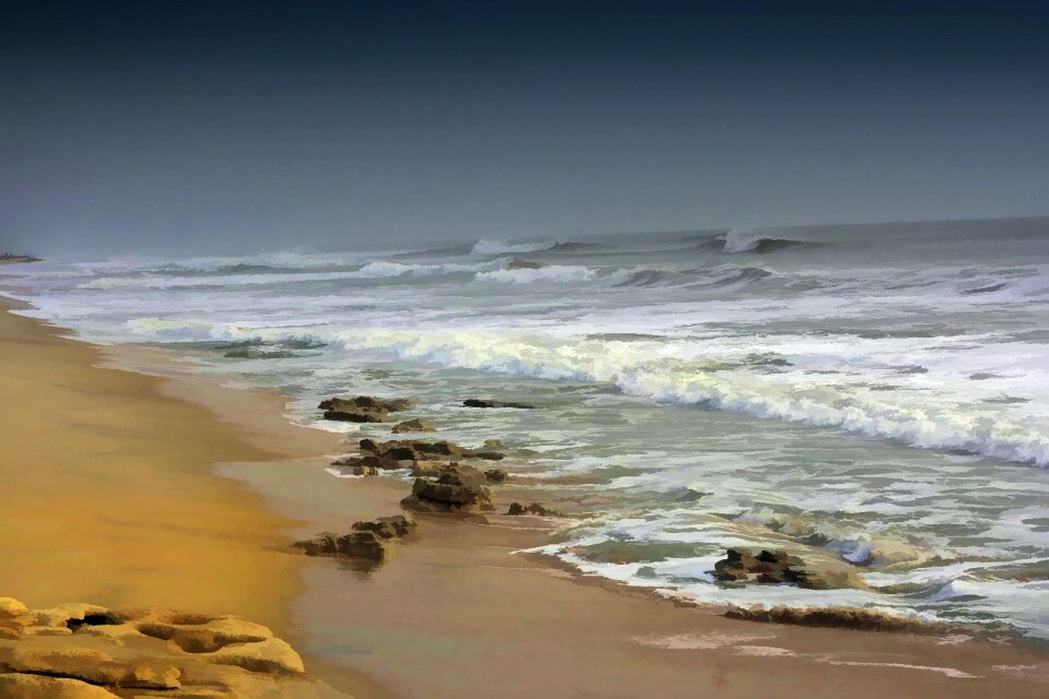 Waves sand seashore