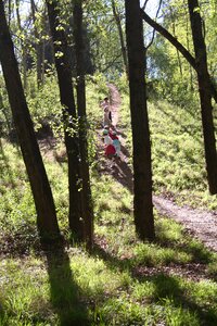 Silhouettes children trail photo