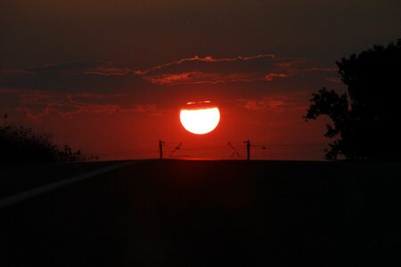 Red road sun photo