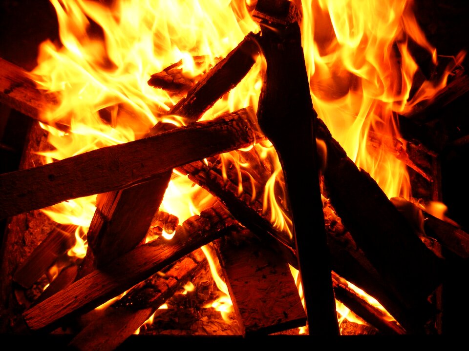 Fire glowing grill