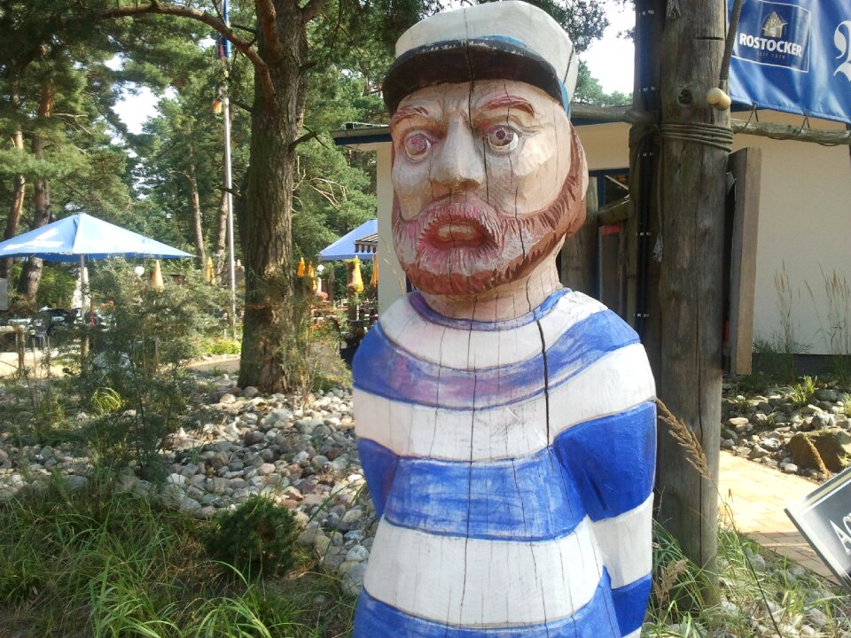 Wooden statue carved sailor