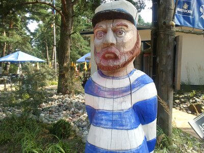 Wooden statue carved sailor