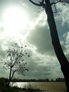 Clouds river trees