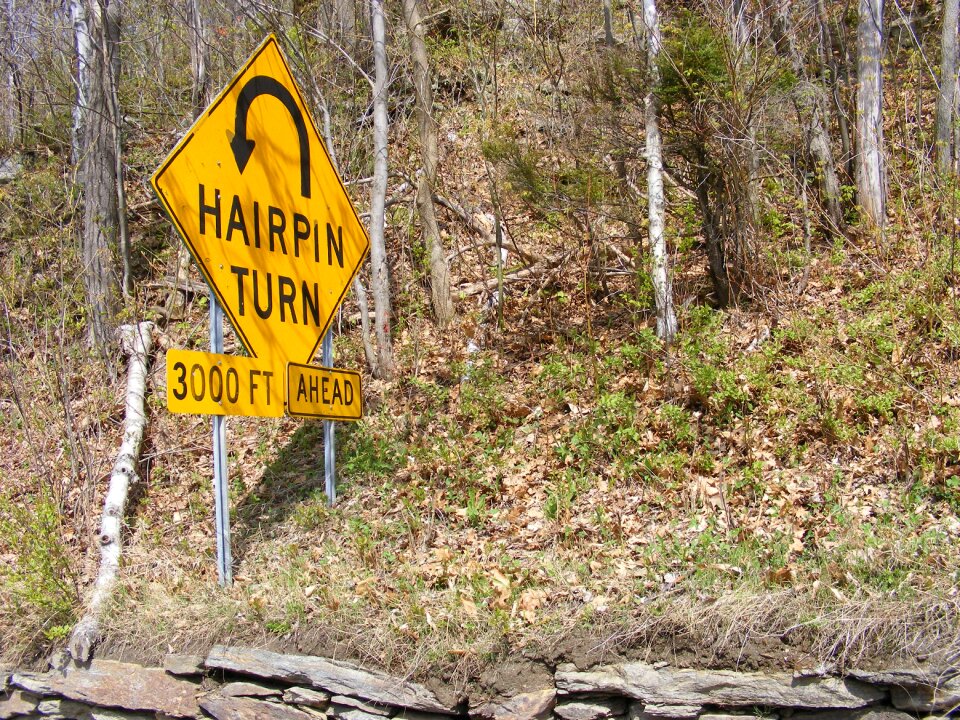 Roadsign hairpin turn street sign