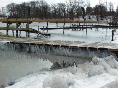 Iced natural harbor icicles jetty photo
