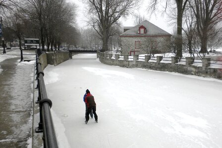 Skating frozen water photo