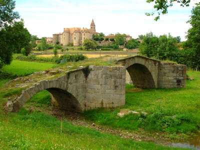 Stone footbridge stream photo