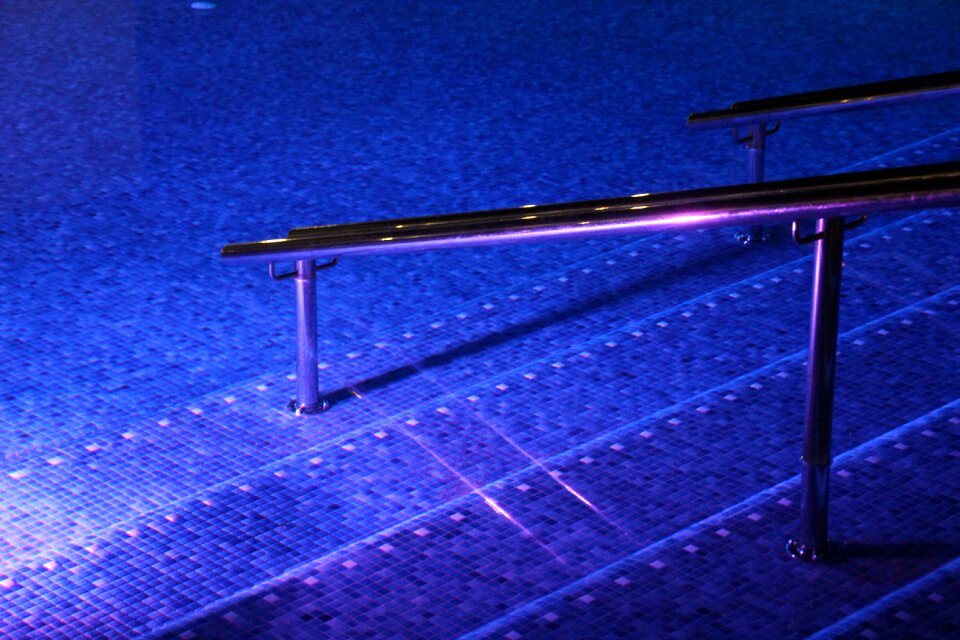 Swimming pool bathing establishment railing