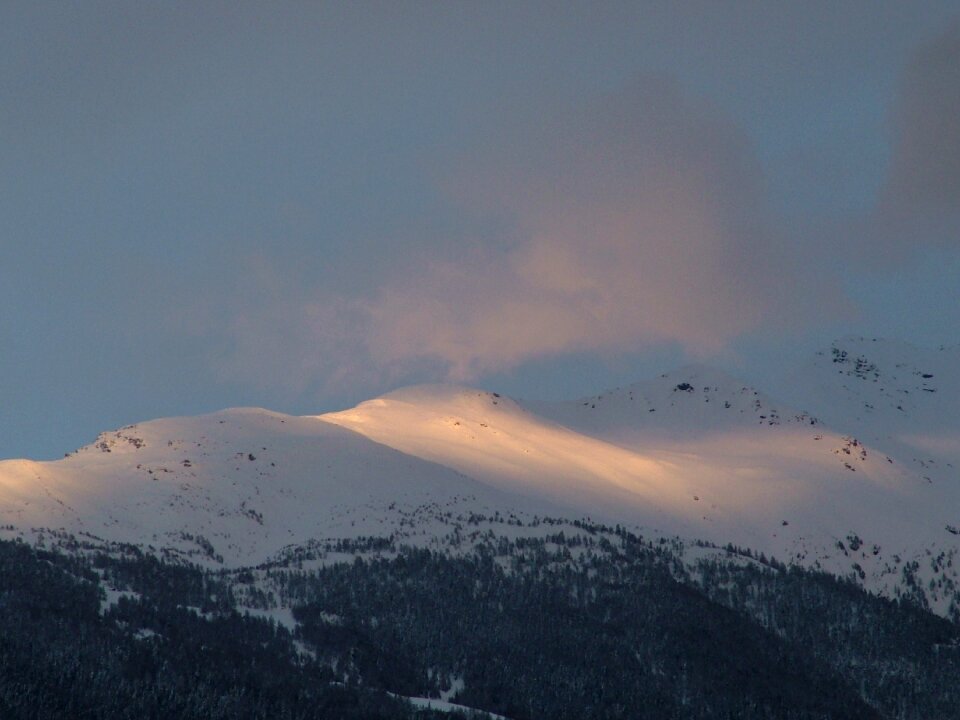 Mountains sunset snow