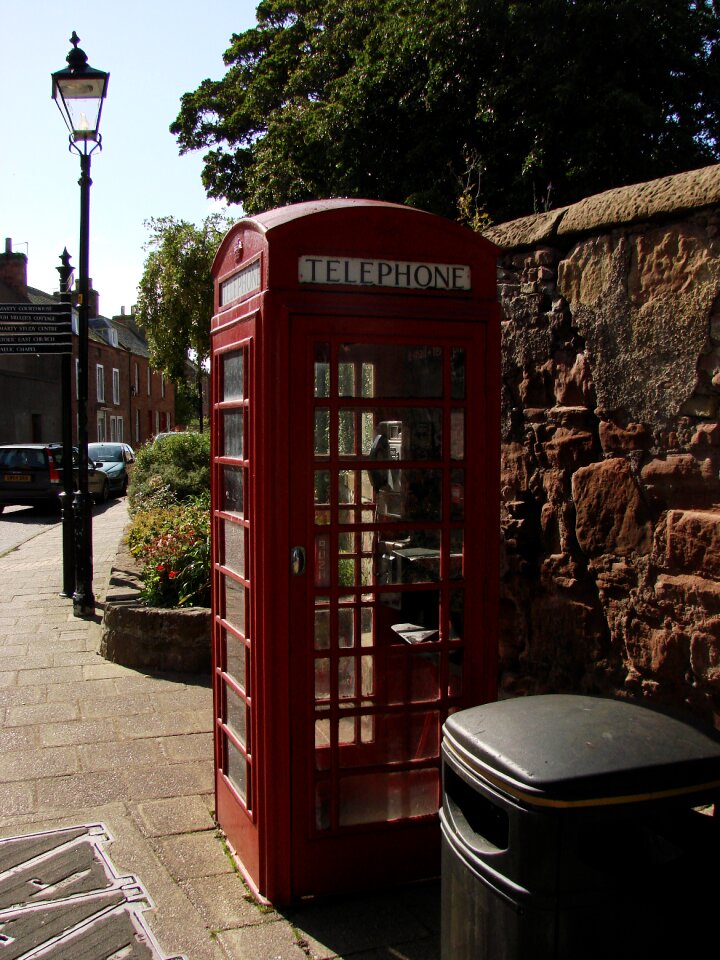 Red telephone box dispensary telephone handset photo