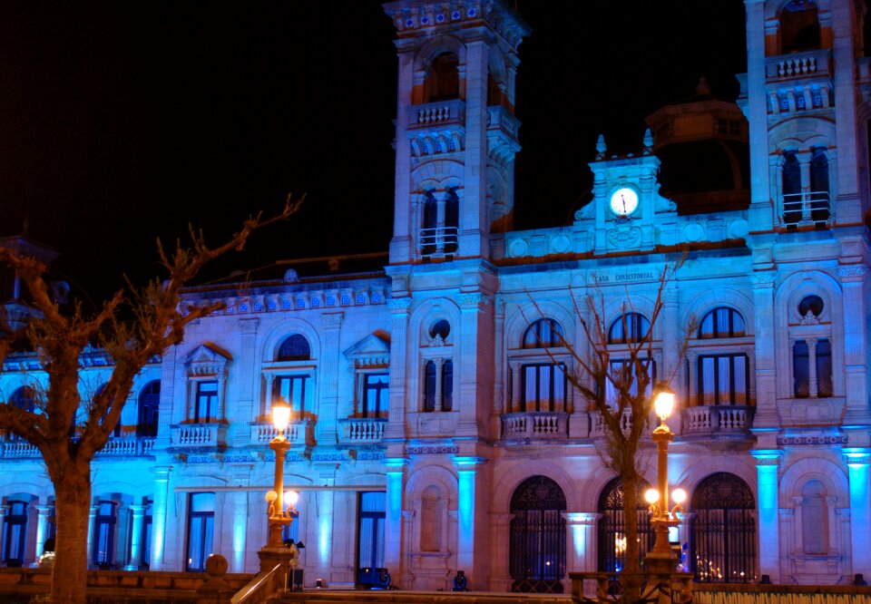 City hall of san sebastián architecture night landscape