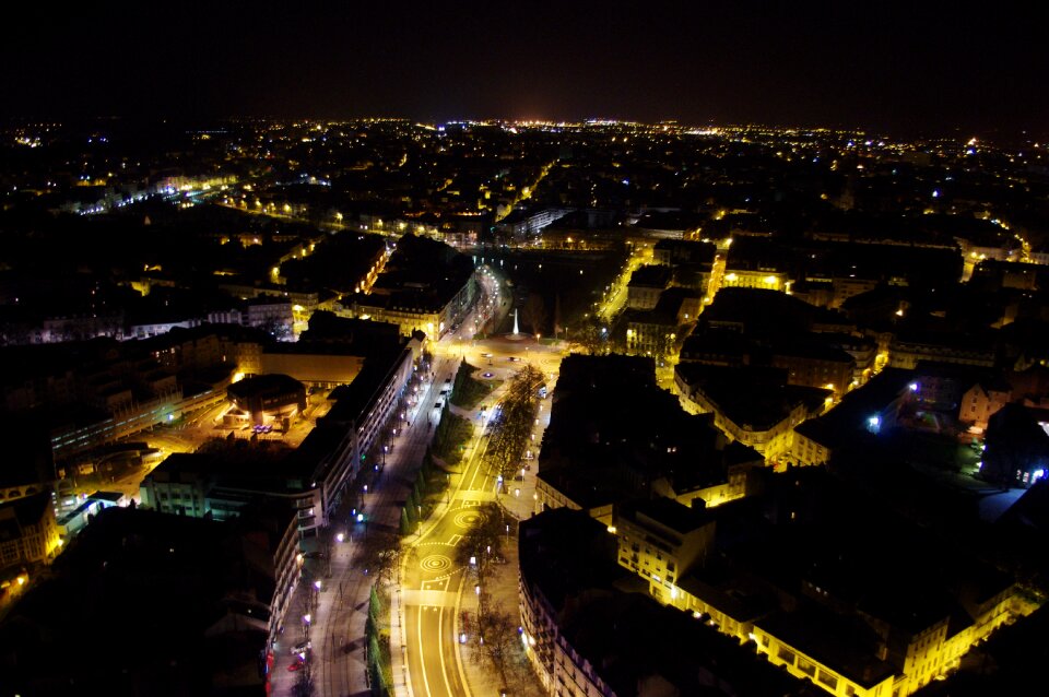 View from the top night streets