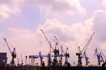 Seaport jib crane clouds