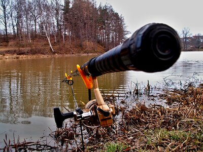 Fishing rods forks fishing water photo