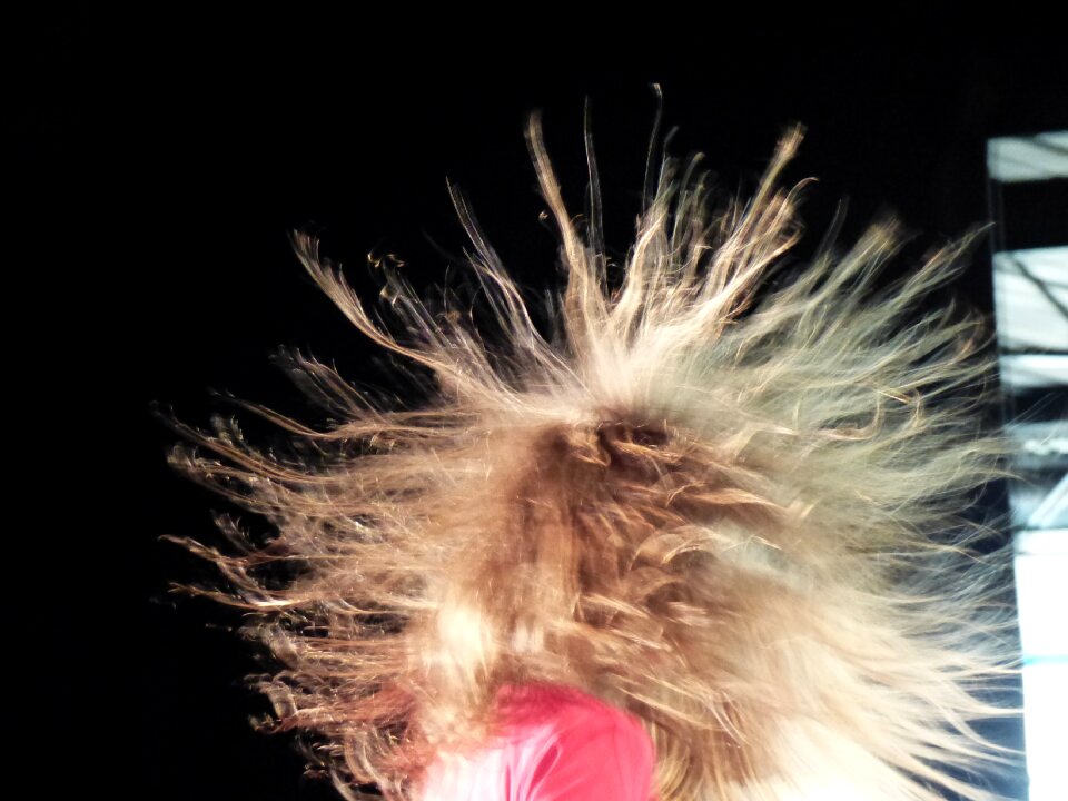 High voltage hair to mountains are girl