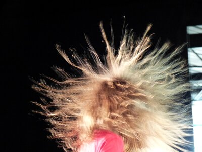 High voltage hair to mountains are girl