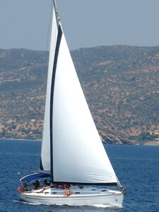 Mediterranean sea boat white sails photo