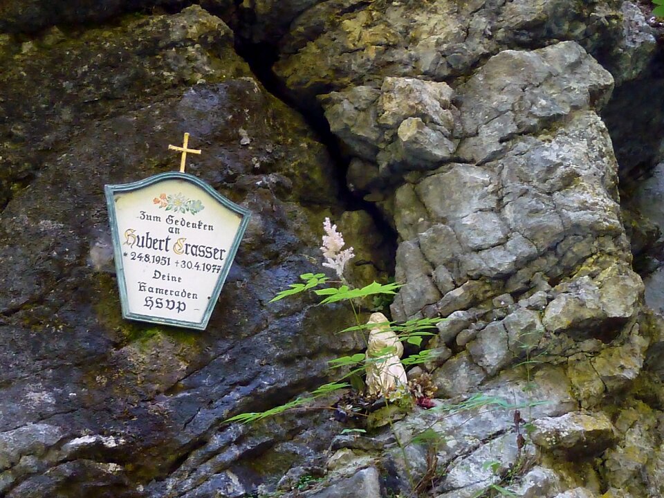 Maria statue rock wall stone formation