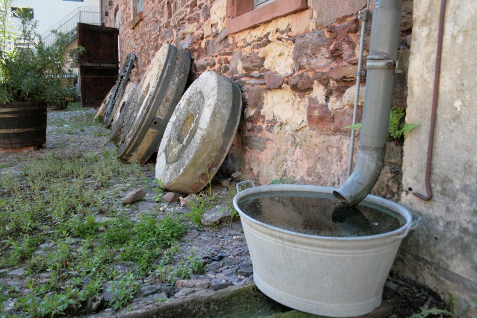Weathered wheels wall