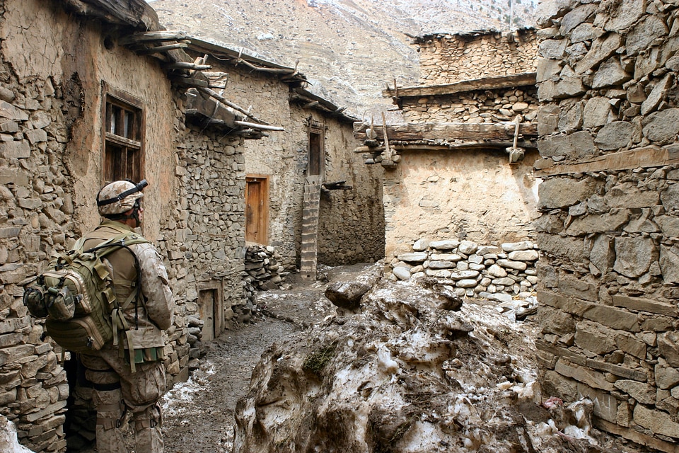 Soldier taliban stone houses
