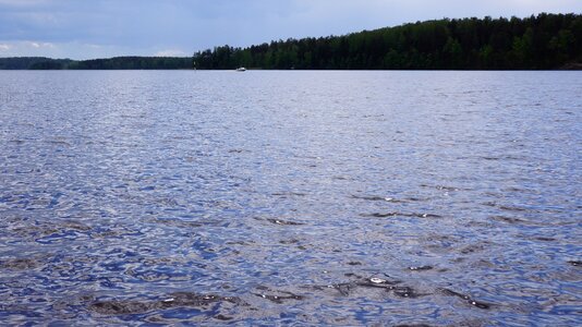 The opposite shore water blue
