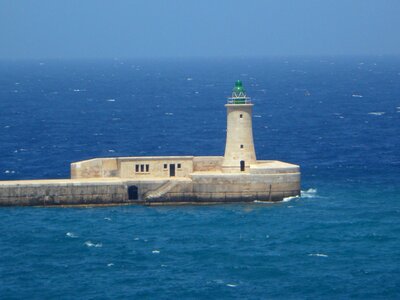 Sea harbour entrance blue photo